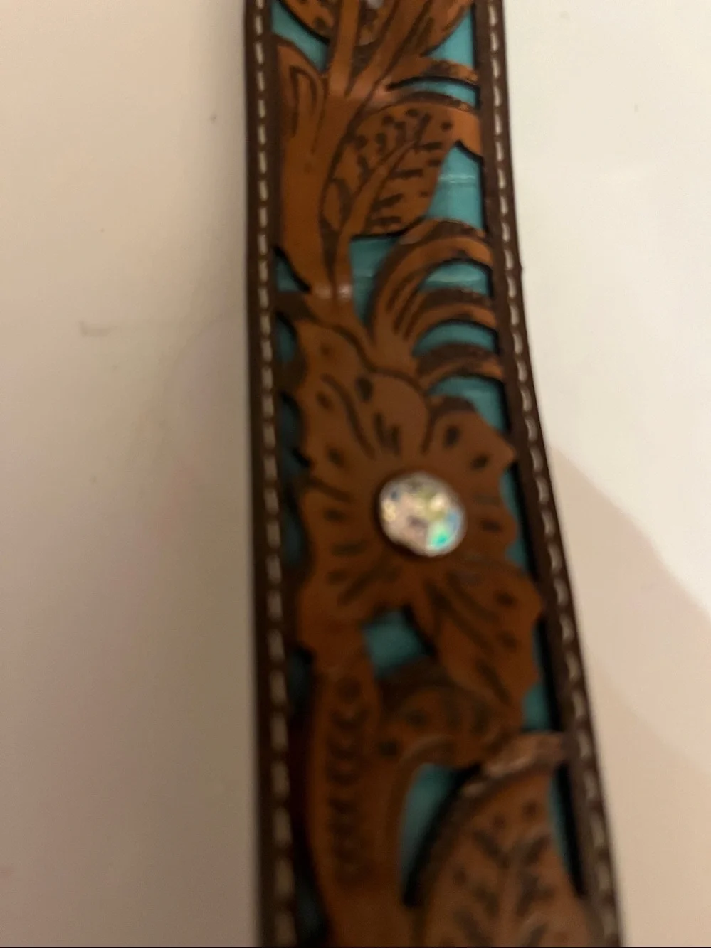New Women’s Western Style Tooled Brown Belt Size L
